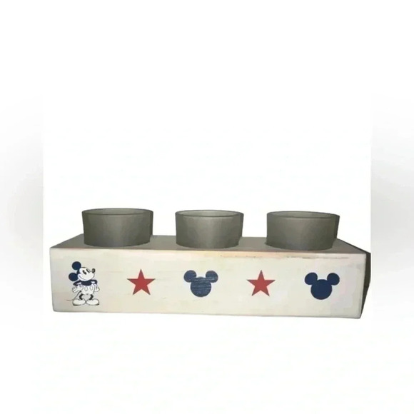 Disney Other - NWT Disney Parks Mickey Mouse American Legend 3 Candle Holder Set / Wooden Box